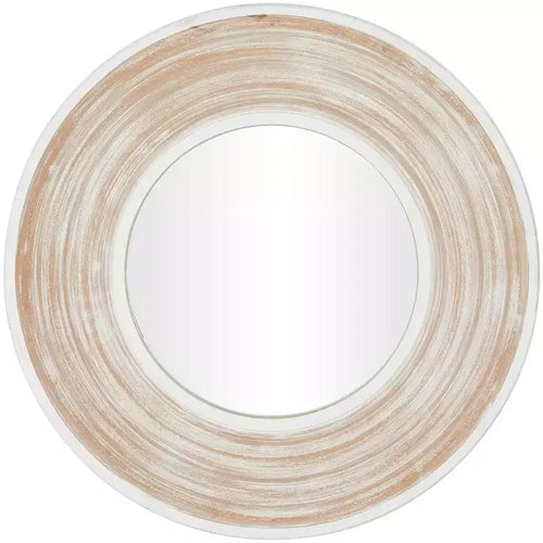 35"x35" Wooden Wall Mirror with White Wash Effect Cream - Olivia & May: No Assembly, MDF Frame, Indoor Use