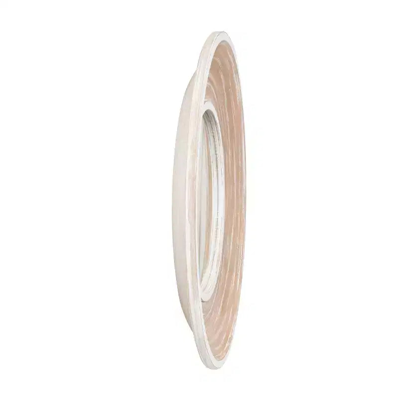 Specchio da parete rotondo crema da 35", cornice in legno sbiancato, 1 pezzo