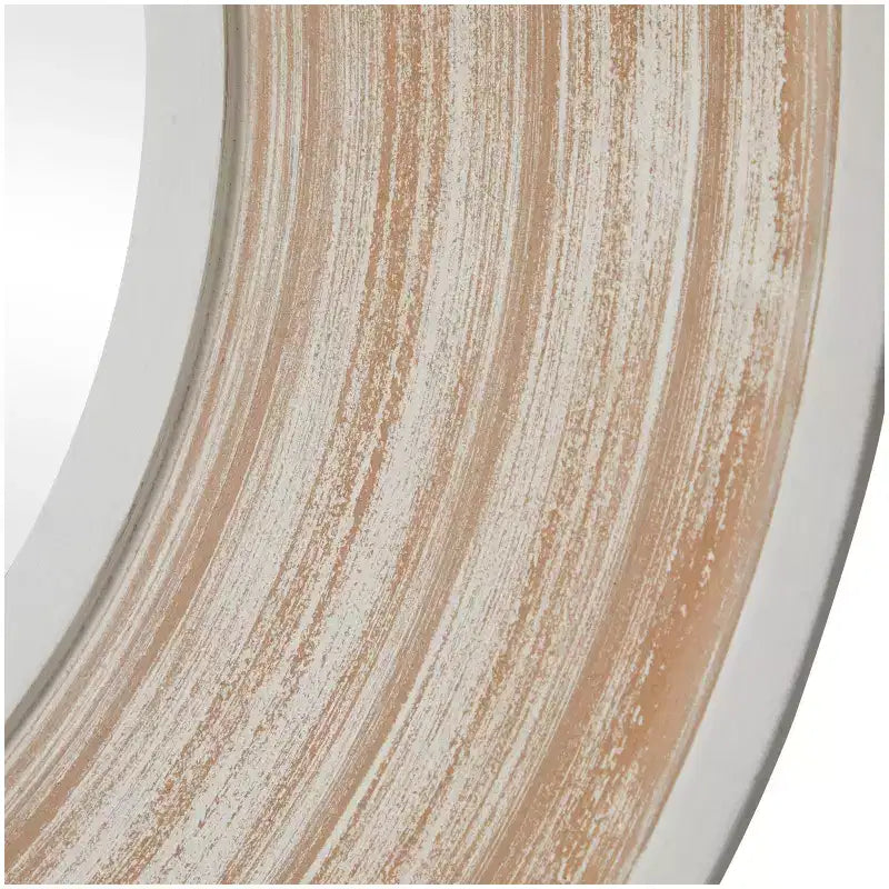 Specchio da parete rotondo crema da 35", cornice in legno sbiancato, 1 pezzo