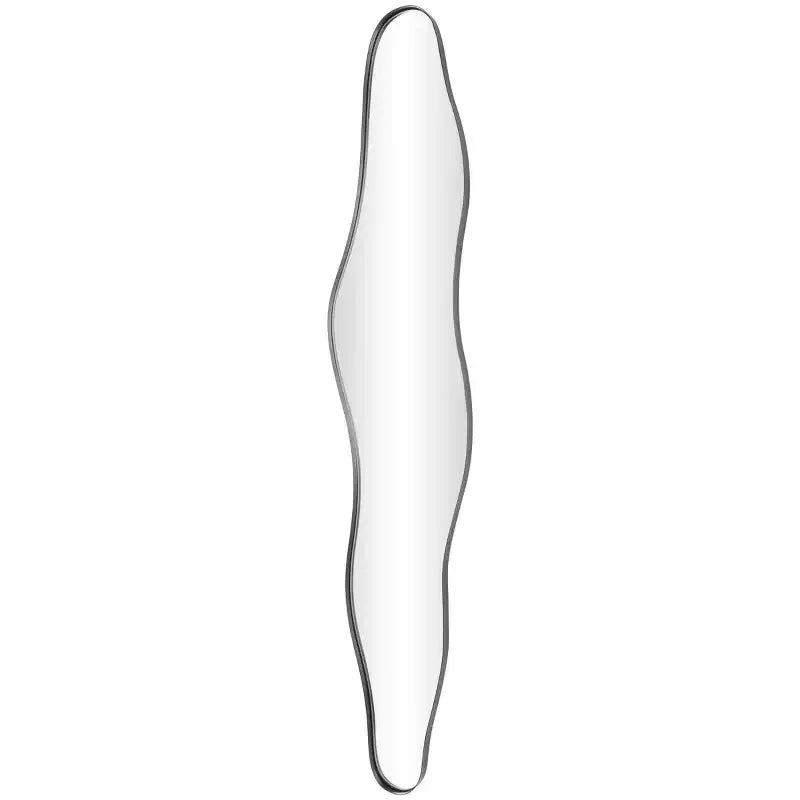 Specchio da Parete Nero Ondulato Sottile, Cornice in Metallo, Singolo, 59"H x 11.75"W