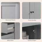 Credenza da buffet con 4 ante, 2 cassetti e ripiani regolabili – Nero / Grigio / Bianco