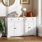 Credenza da buffet con 4 ante, 2 cassetti e ripiani regolabili – Nero / Grigio / Bianco