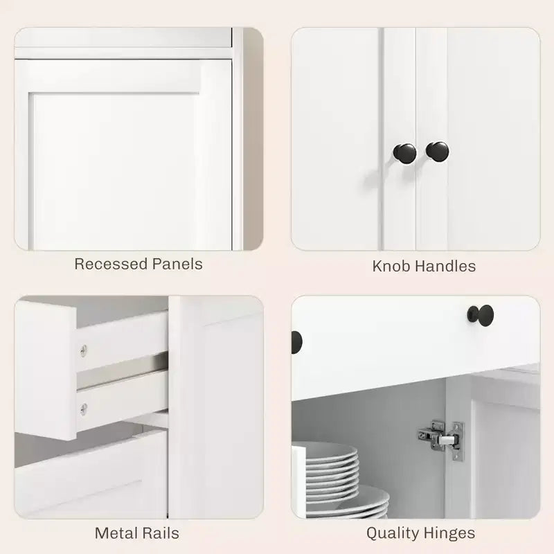 Credenza da buffet con 4 ante, 2 cassetti e ripiani regolabili – Nero / Grigio / Bianco
