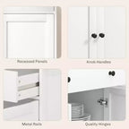 Credenza da buffet con 4 ante, 2 cassetti e ripiani regolabili – Nero / Grigio / Bianco