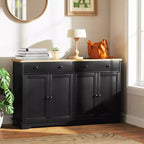 Credenza da buffet con 4 ante, 2 cassetti e ripiani regolabili – Nero / Grigio / Bianco