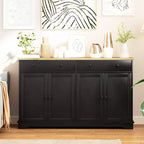 Credenza da buffet con 4 ante, 2 cassetti e ripiani regolabili – Nero / Grigio / Bianco