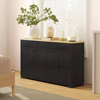 Credenza da buffet con 4 ante, 2 cassetti e ripiani regolabili – Nero / Grigio / Bianco