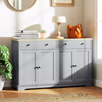 Credenza da buffet con 4 ante, 2 cassetti e ripiani regolabili – Nero / Grigio / Bianco