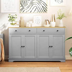 Credenza da buffet con 4 ante, 2 cassetti e ripiani regolabili – Nero / Grigio / Bianco