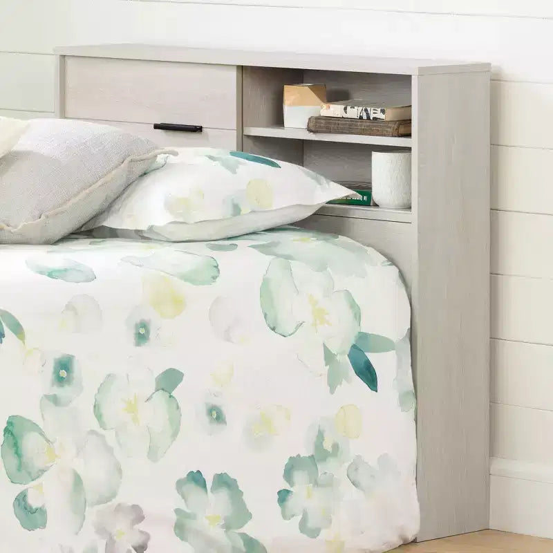 Testiera per Letto Singolo per Bambini con Contenitore, Rovere Grigio / Rovere Invernale