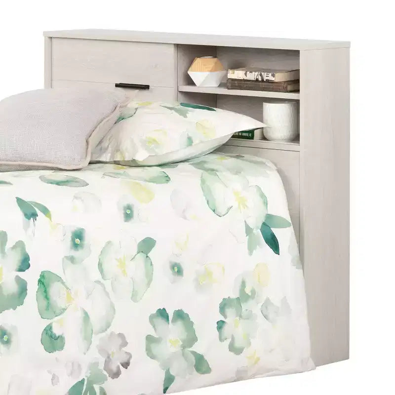 Testiera per Letto Singolo per Bambini con Contenitore, Rovere Grigio / Rovere Invernale