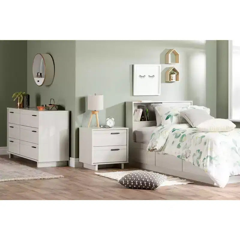 Testiera per Letto Singolo per Bambini con Contenitore, Rovere Grigio / Rovere Invernale
