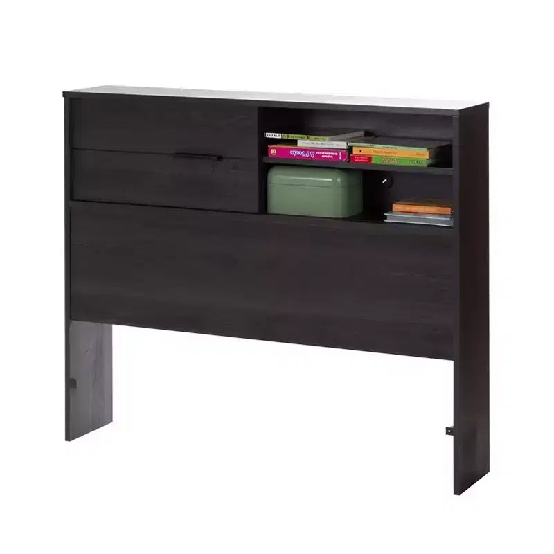 Testiera per Letto Singolo per Bambini con Contenitore, Rovere Grigio / Rovere Invernale
