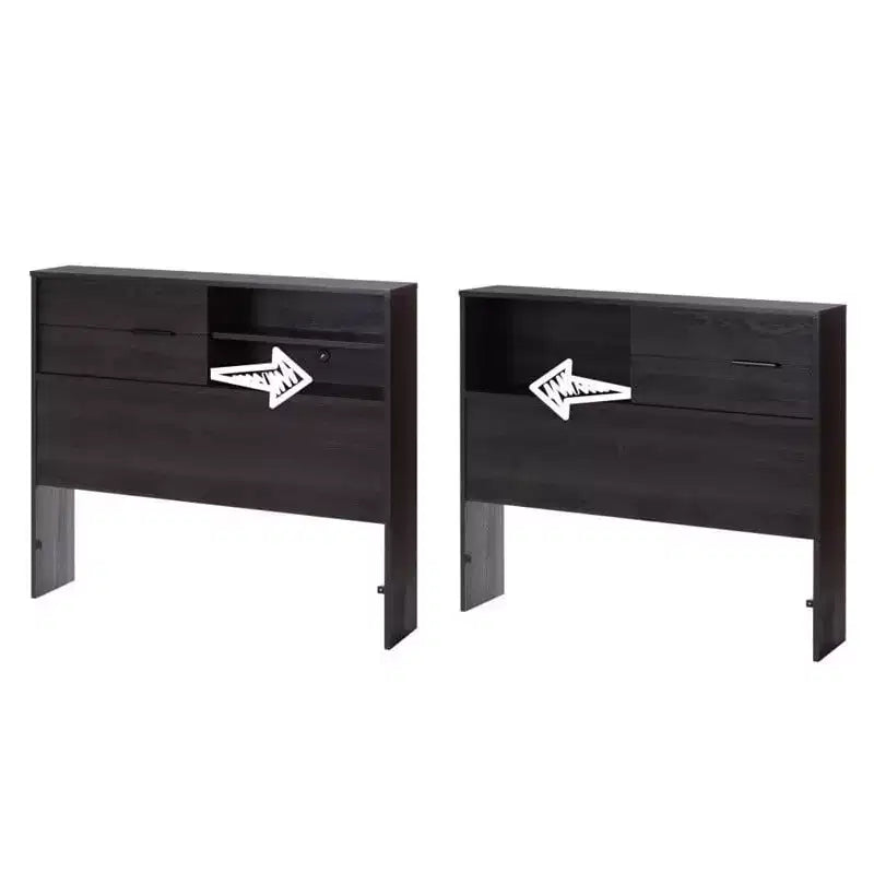 Testiera per Letto Singolo per Bambini con Contenitore, Rovere Grigio / Rovere Invernale