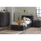 Testiera per Letto Singolo per Bambini con Contenitore, Rovere Grigio / Rovere Invernale