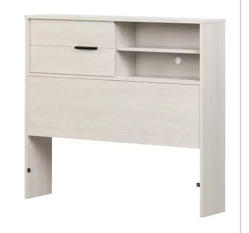 Testiera per Letto Singolo per Bambini con Contenitore, Rovere Grigio / Rovere Invernale