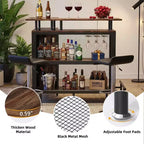 Mobile bar angolare a L marrone, 4 posti, metallo e MDF