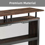 Mobile bar angolare a L marrone, 4 posti, metallo e MDF