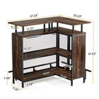 Mobile bar angolare a L marrone, 4 posti, metallo e MDF