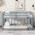 MATEERTY Solid Wooden, Twin Floor Bunk Bed wit Ladder, Upper and Bottom Bed Platforms Crafted with Stregthened Slats Gray
