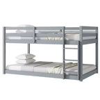 Letto a castello grigio doppio con scaletta, in legno massello, 2 posti letto