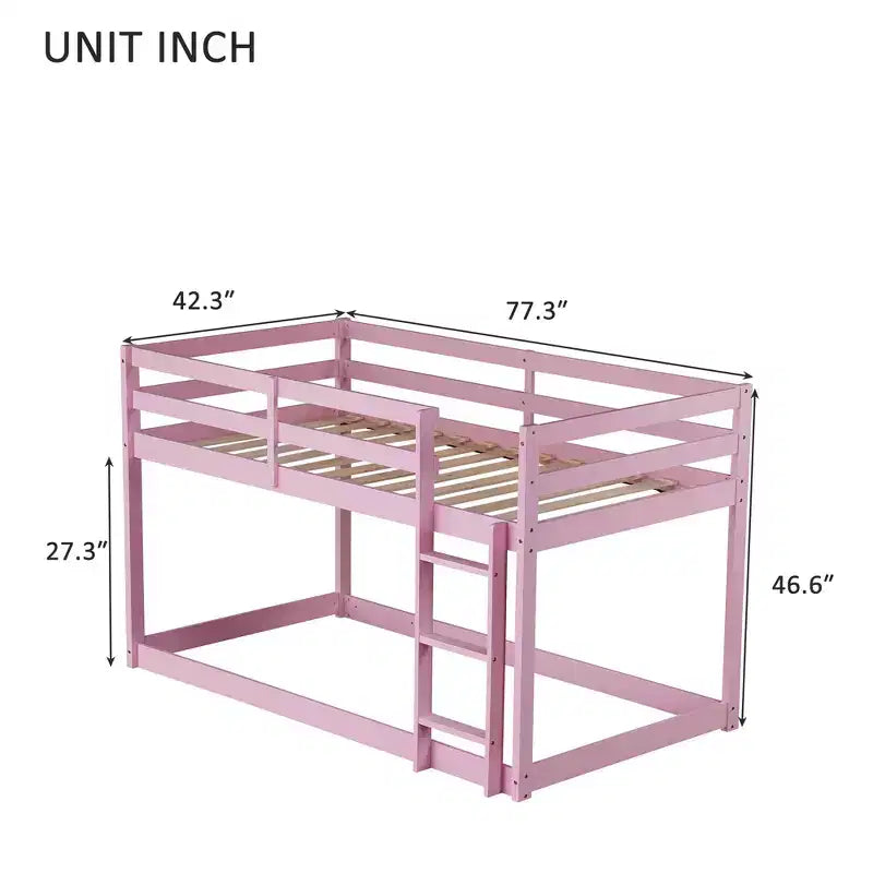 Letto a Castello a Terra Rosa con 2 Letti Singoli e Scaletta, Legno Massello, 2 Posti Letto