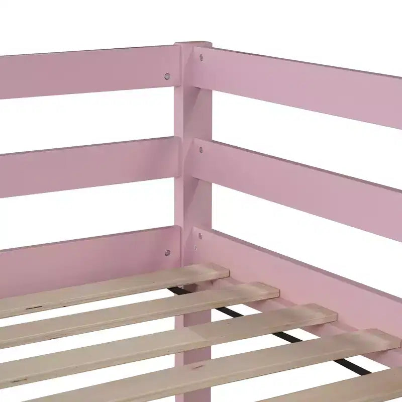 Letto a Castello a Terra Rosa con 2 Letti Singoli e Scaletta, Legno Massello, 2 Posti Letto
