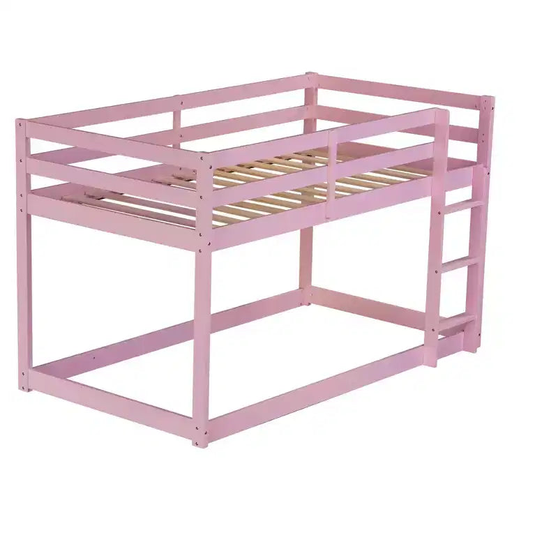 Letto a Castello a Terra Rosa con 2 Letti Singoli e Scaletta, Legno Massello, 2 Posti Letto