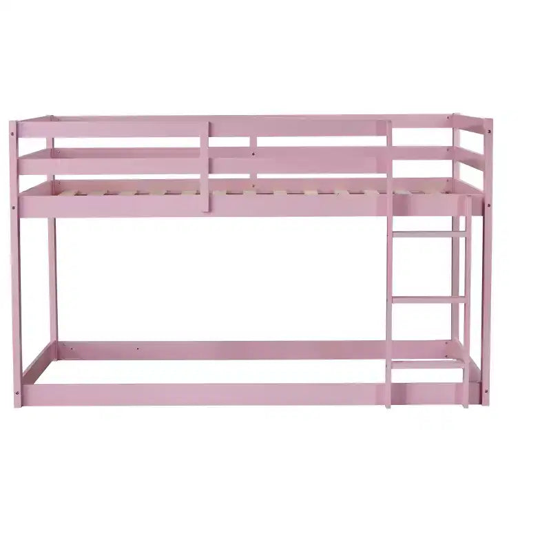 Letto a Castello a Terra Rosa con 2 Letti Singoli e Scaletta, Legno Massello, 2 Posti Letto