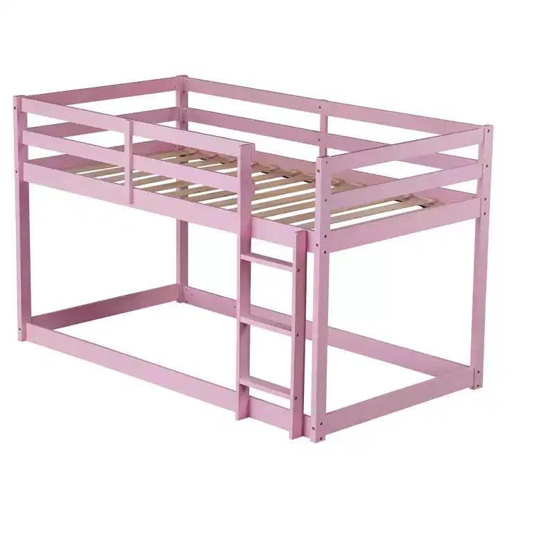 Letto a Castello a Terra Rosa con 2 Letti Singoli e Scaletta, Legno Massello, 2 Posti Letto