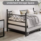 Lettino da giorno gemello in metallo bianco con letto estraibile, per 2 persone