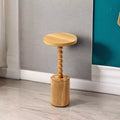 Tavolino d'appoggio rotondo marrone con piedistallo, tavolino d'accento rustico per 1, soggiorno e camera da letto