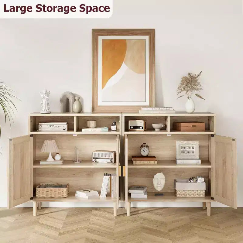 Mobile credenza in rattan naturale – Anta singola/doppia, altezza 91 cm