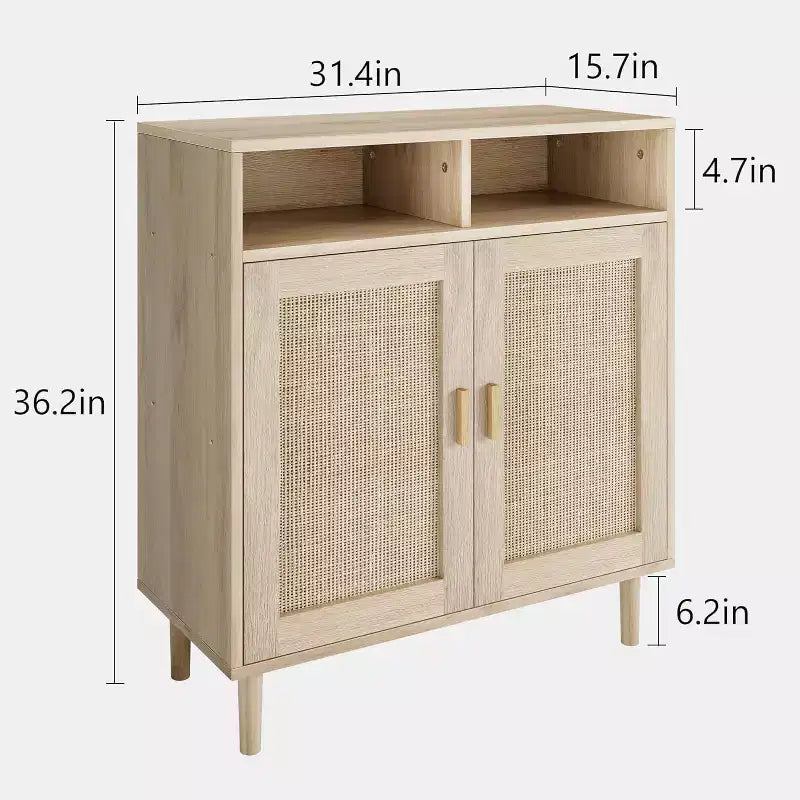 Mobile credenza in rattan naturale – Anta singola/doppia, altezza 91 cm