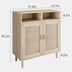Mobile credenza in rattan naturale – Anta singola/doppia, altezza 91 cm