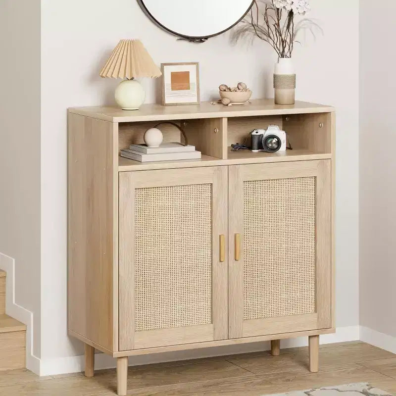 Mobile credenza in rattan naturale – Anta singola/doppia, altezza 91 cm