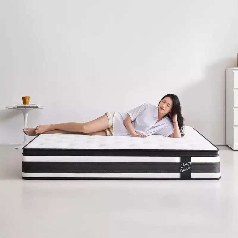 Materasso Ibrido Bianco, Queen/King, Memory Foam e Molle Insacchettate, 30 cm