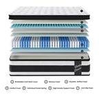 Materasso Ibrido Bianco, Queen/King, Memory Foam e Molle Insacchettate, 30 cm
