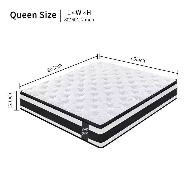 Materasso Ibrido Bianco, Queen/King, Memory Foam e Molle Insacchettate, 30 cm