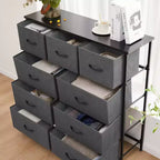 Cassettiera in tessuto nero/marrone/grigio, cassettiera a 9 cassetti per adulti