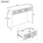 Consolle stretta bianca con 2 cassetti, design a righe, 1 pezzo