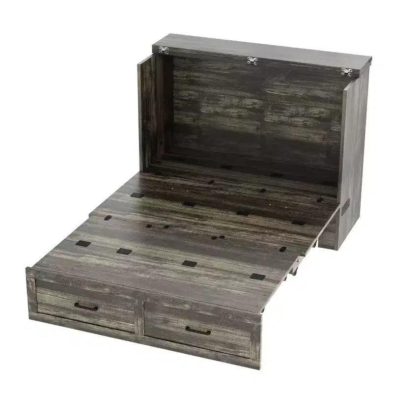 Grigio/Bianco, Letto a scomparsa Full/Queen con stazione di ricarica e cassetto portaoggetti, 1 posto letto