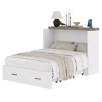 Grigio/Bianco, Letto a scomparsa Full/Queen con stazione di ricarica e cassetto portaoggetti, 1 posto letto