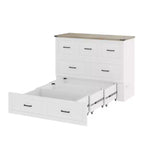 Grigio/Bianco, Letto a scomparsa Full/Queen con stazione di ricarica e cassetto portaoggetti, 1 posto letto