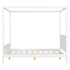 Letto a baldacchino White Queen/Espresso con testiera, pediera e cassetti contenitore, per 1-2 persone