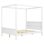 Letto a baldacchino White Queen/Espresso con testiera, pediera e cassetti contenitore, per 1-2 persone