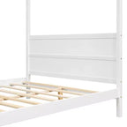 Letto a baldacchino White Queen/Espresso con testiera, pediera e cassetti contenitore, per 1-2 persone