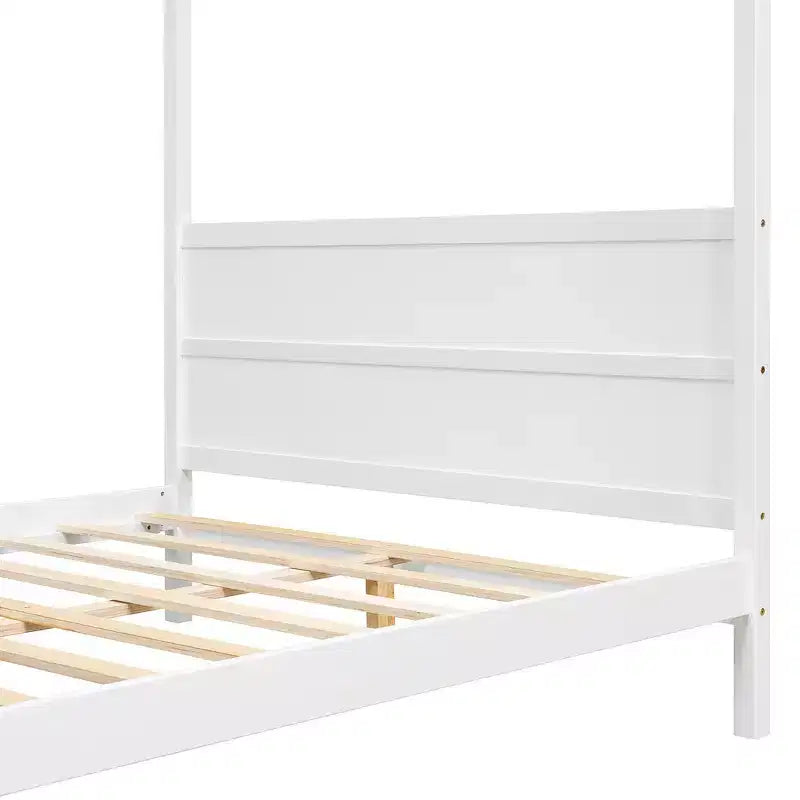 Letto a baldacchino White Queen/Espresso con testiera, pediera e cassetti contenitore, per 1-2 persone