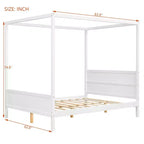 Letto a baldacchino White Queen/Espresso con testiera, pediera e cassetti contenitore, per 1-2 persone