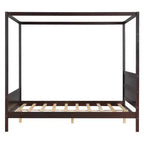 Letto a baldacchino White Queen/Espresso con testiera, pediera e cassetti contenitore, per 1-2 persone